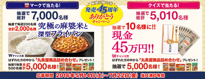 丸美屋 麻婆豆腐45周年記念キャンペーン