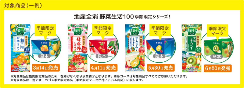 カゴメ野菜生活100 2017季節限定懸賞キャンペーン対象商品