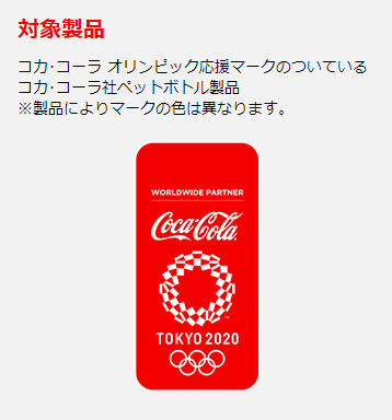 コカ・コーラ 東京オリンピック懸賞キャンペーン2017　対象商品　応募マーク