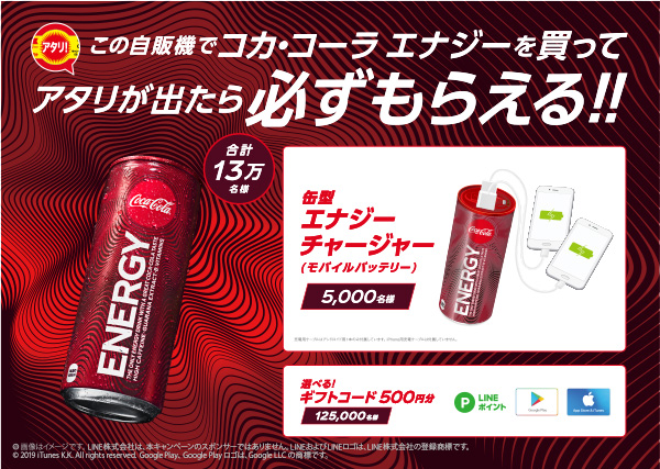 コカ・コーラ エナジー 自販機限定 懸賞キャンペーン2019 対象商品