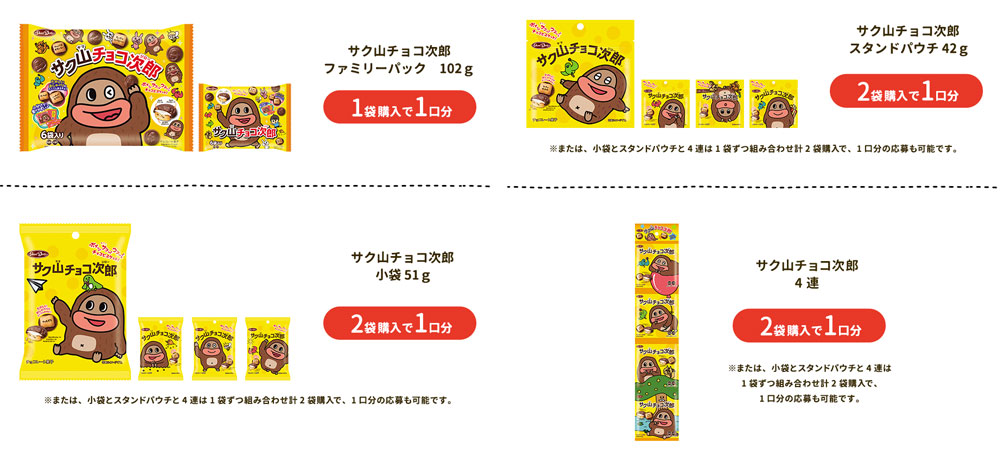 サク山チョコ次郎 懸賞キャンペーン2021 対象商品